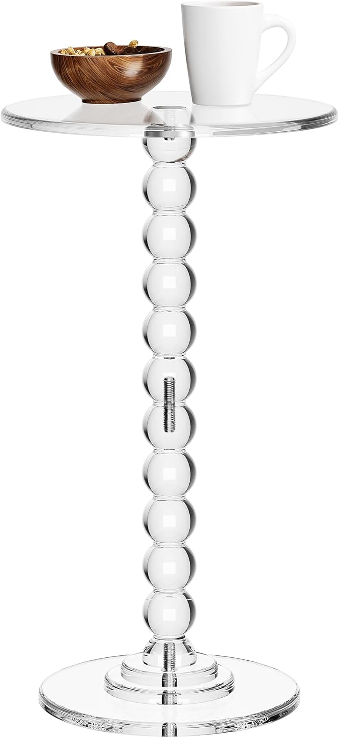 Acrylic Round Side Table End with Pedestal Stand