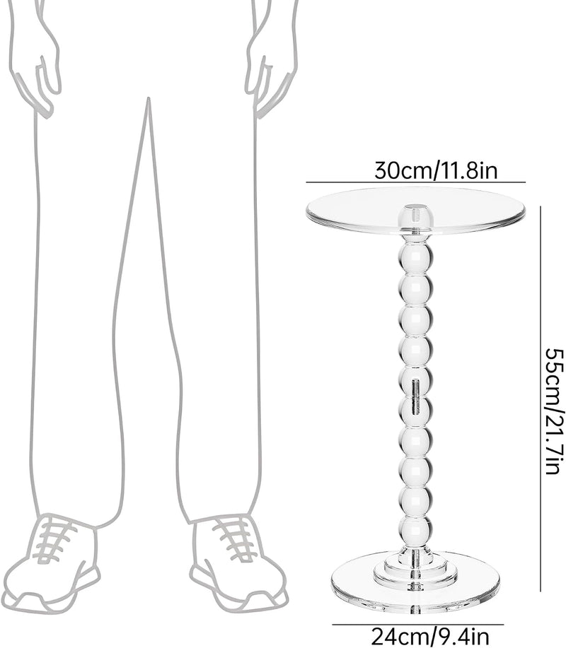 Acrylic Round Side Table End with Pedestal Stand