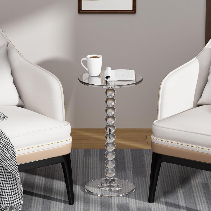 Acrylic Round Side Table End with Pedestal Stand