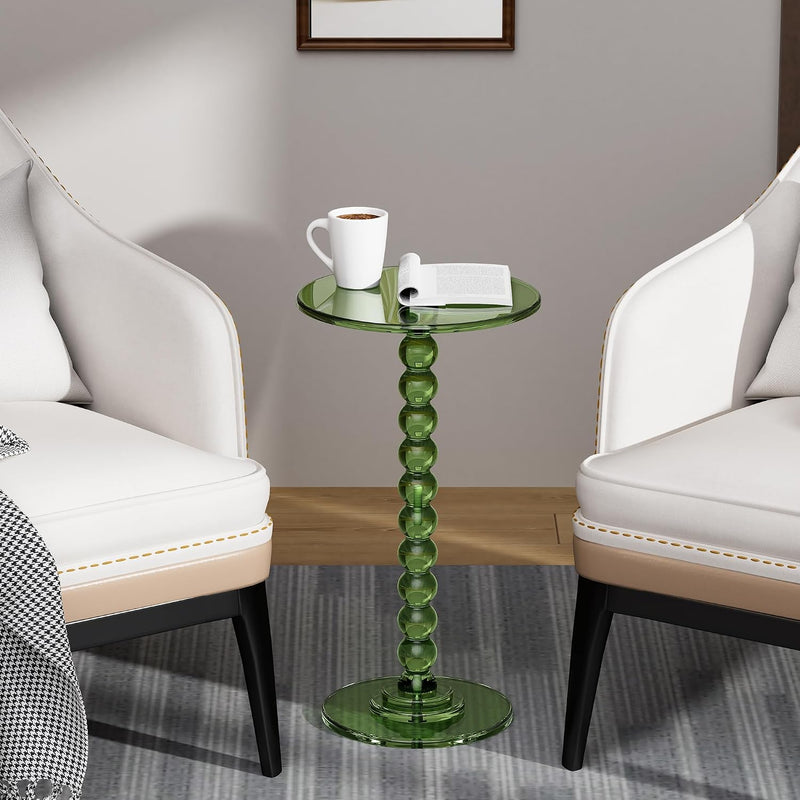 Acrylic Round Side Table End with Pedestal Stand
