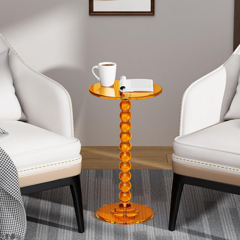 Acrylic Round Side Table End with Pedestal Stand