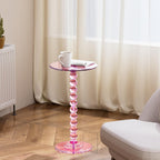 Acrylic Round Side Table End with Pedestal Stand