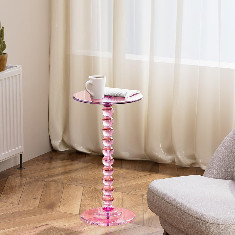 Acrylic Round Side Table End with Pedestal Stand