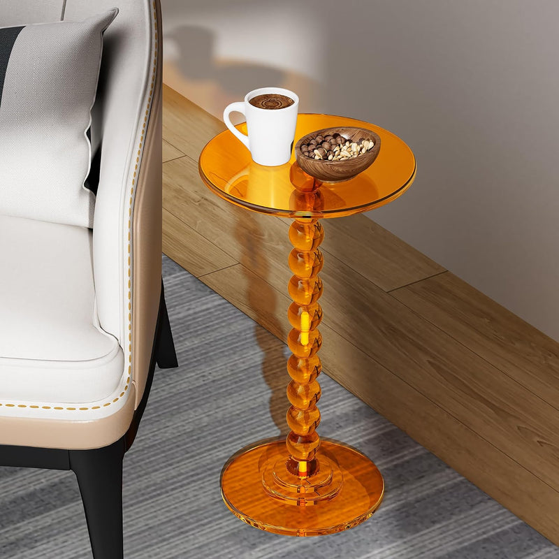 Acrylic Round Side Table End with Pedestal Stand