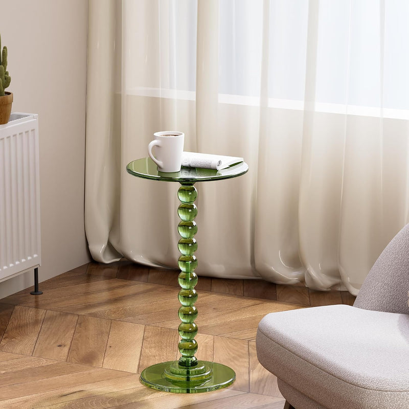 Acrylic Round Side Table End with Pedestal Stand