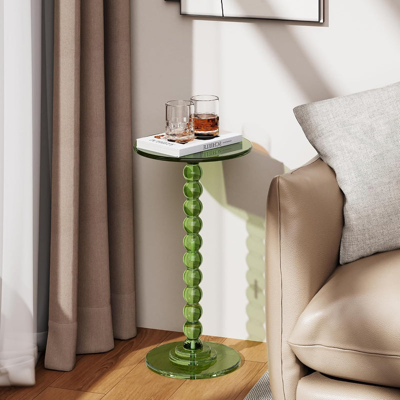 Acrylic Round Side Table End with Pedestal Stand