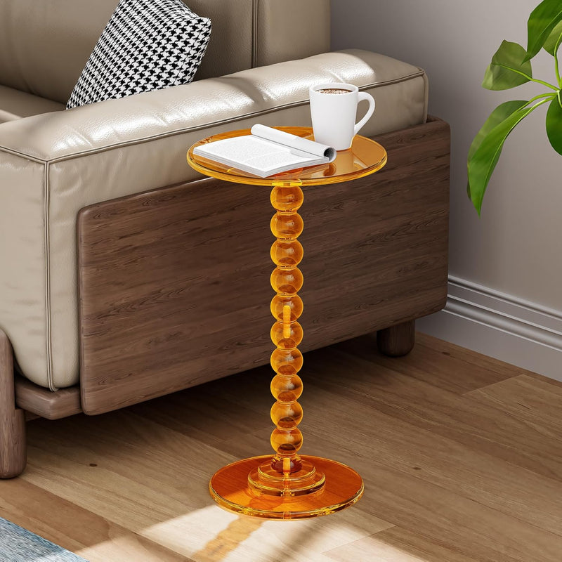 Acrylic Round Side Table End with Pedestal Stand