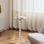 Acrylic Round Side Table End with Pedestal Stand