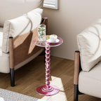Acrylic Round Side Table End with Pedestal Stand