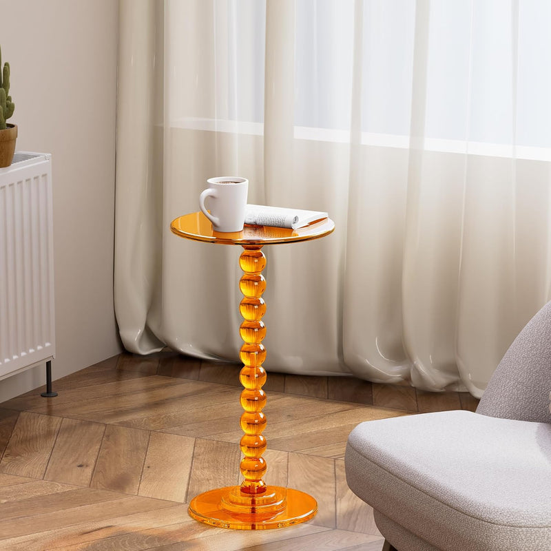 Acrylic Round Side Table End with Pedestal Stand