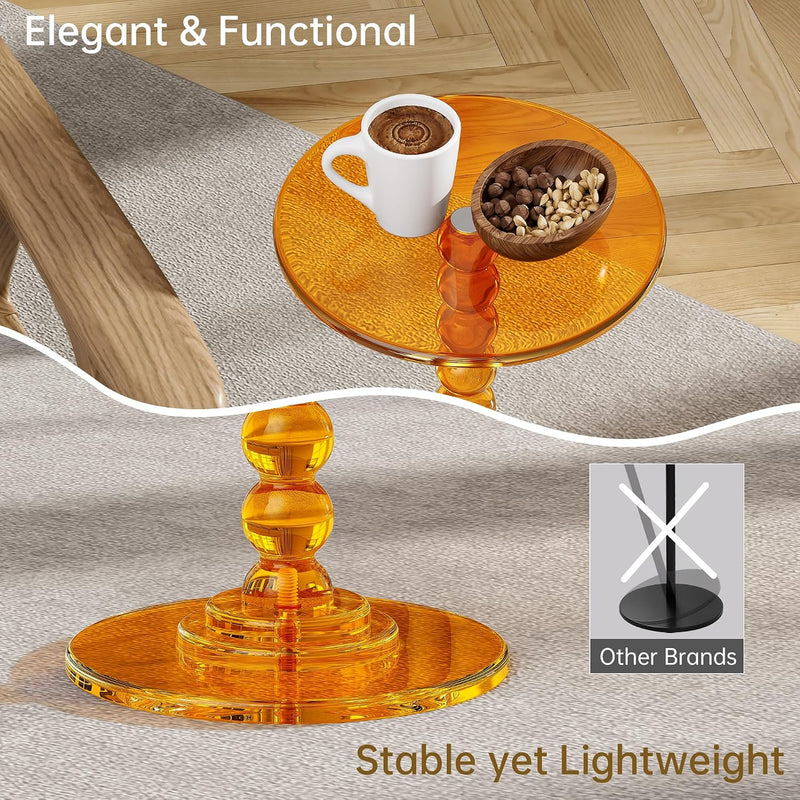 Acrylic Round Side Table End with Pedestal Stand