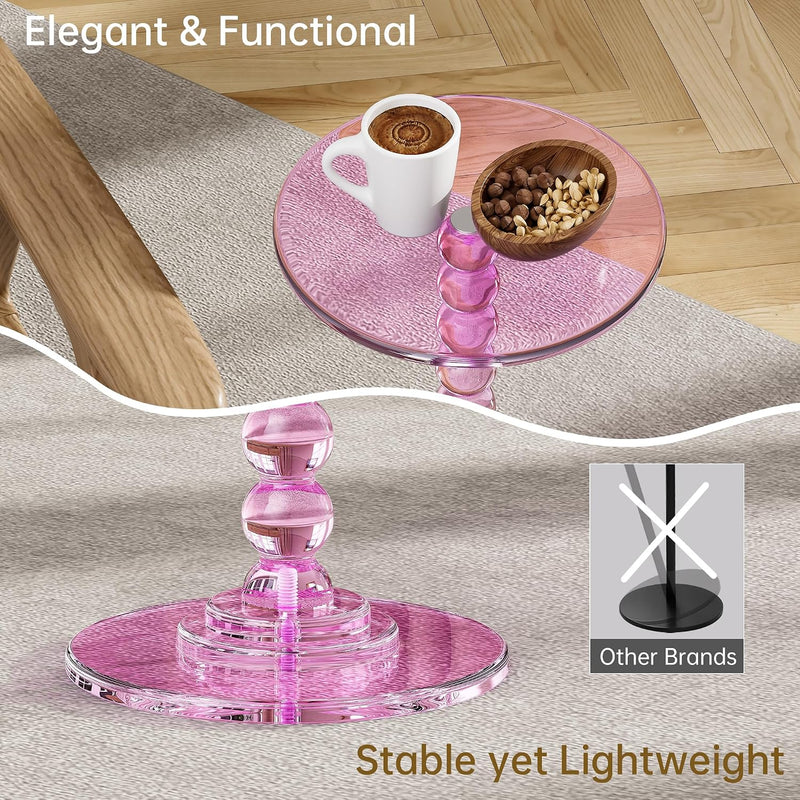 Acrylic Round Side Table End with Pedestal Stand