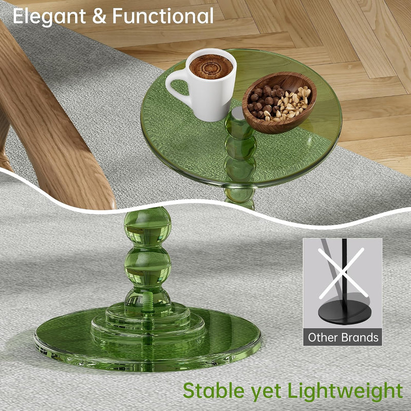 Acrylic Round Side Table End with Pedestal Stand