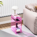 Acrylic Side Table Narrow Slim End for Small Spaces