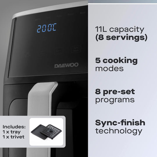 Actuate Dual Air Fryer 11L 6L 5L Drawers