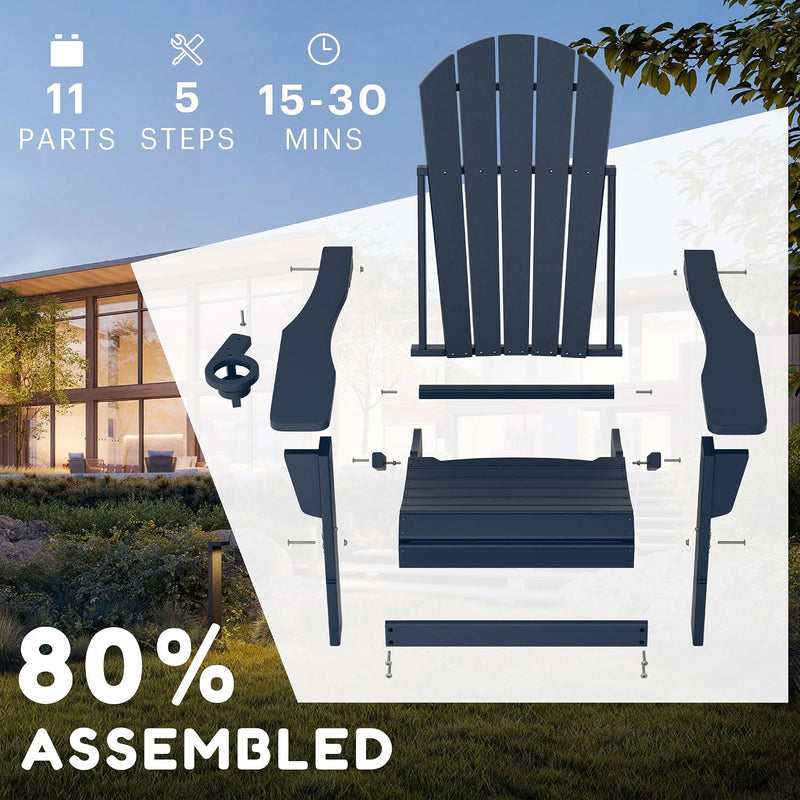 Adirondack Chairs Hdpe All-Weather Folding Chair with Cup