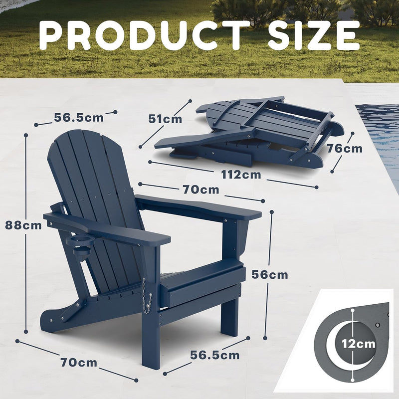 Adirondack Chairs Hdpe All-Weather Folding Chair with Cup
