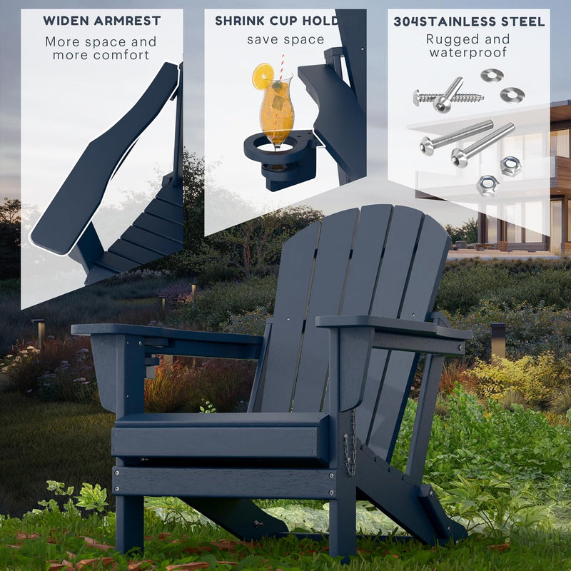 Adirondack Chairs Hdpe All-Weather Folding Chair with Cup