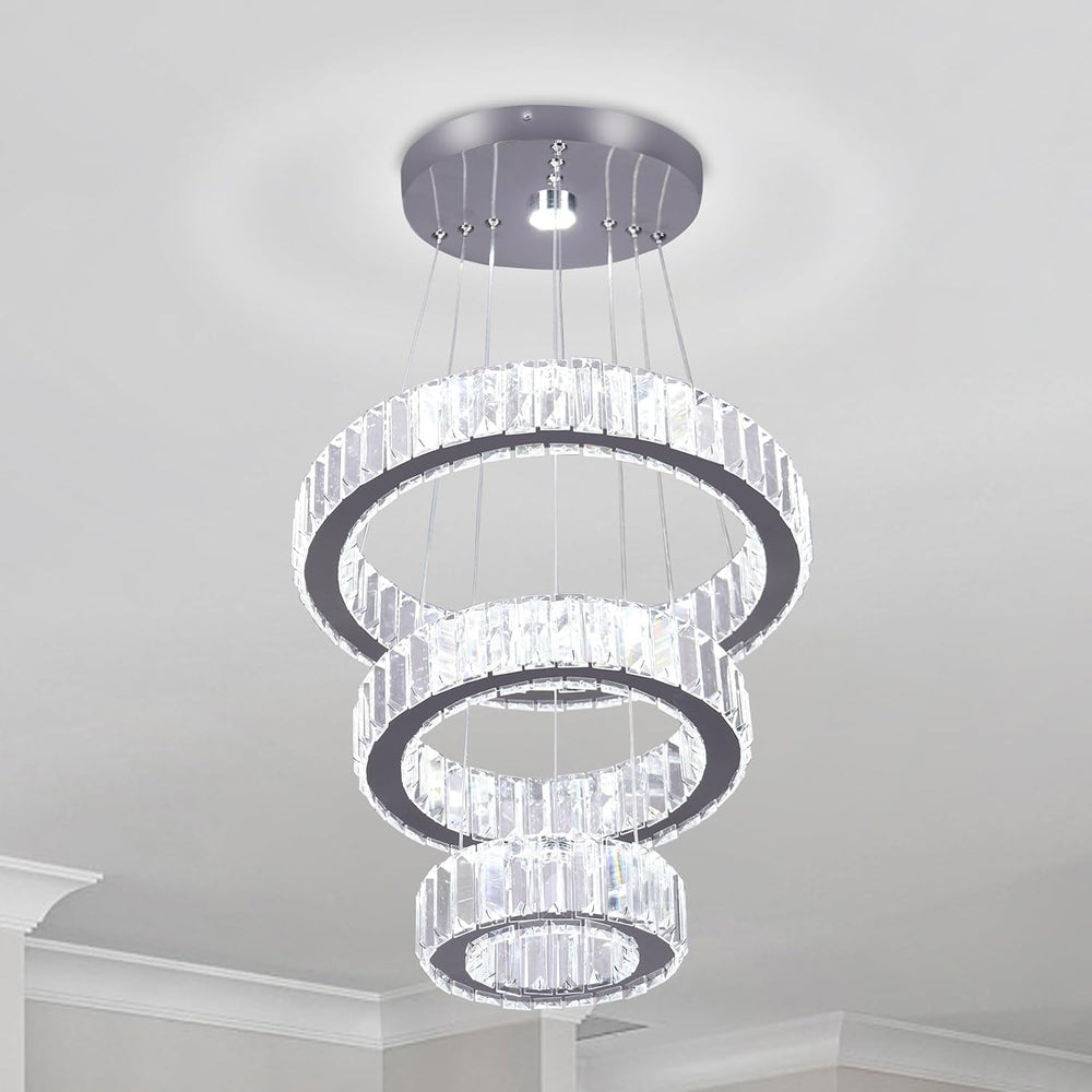Adjustable 3 Ring Crystal Pendant Chandelier Cool Hanging
