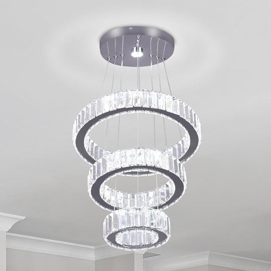 Adjustable 3 Ring Crystal Pendant Chandelier Cool