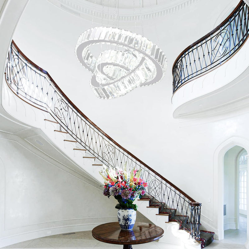 Adjustable 3 Ring Crystal Pendant Chandelier Cool Hanging