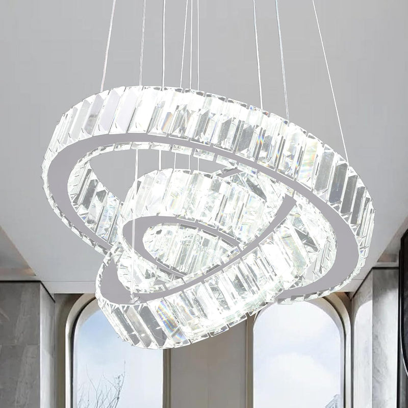 Adjustable 3 Ring Crystal Pendant Chandelier Cool Hanging