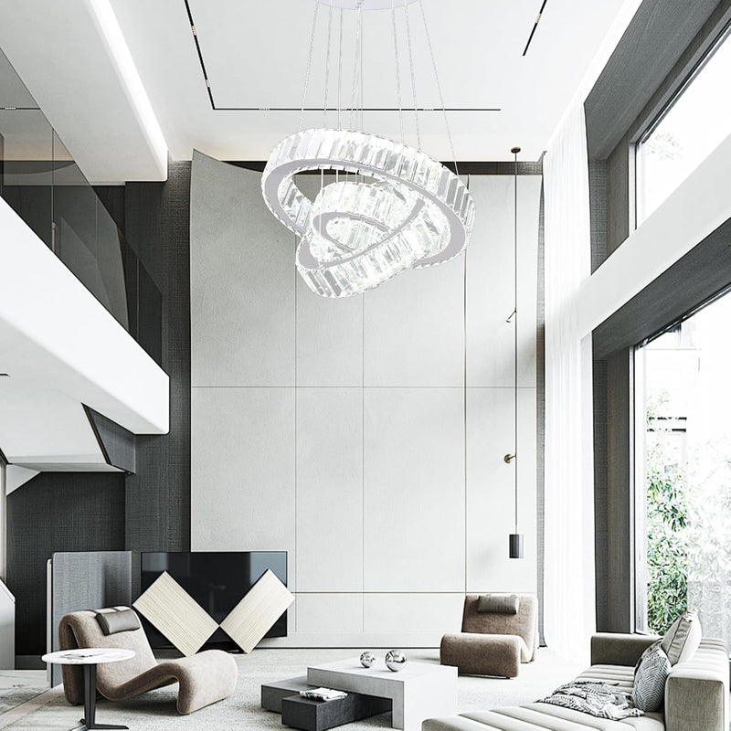 Adjustable 3 Ring Crystal Pendant Chandelier Cool Hanging