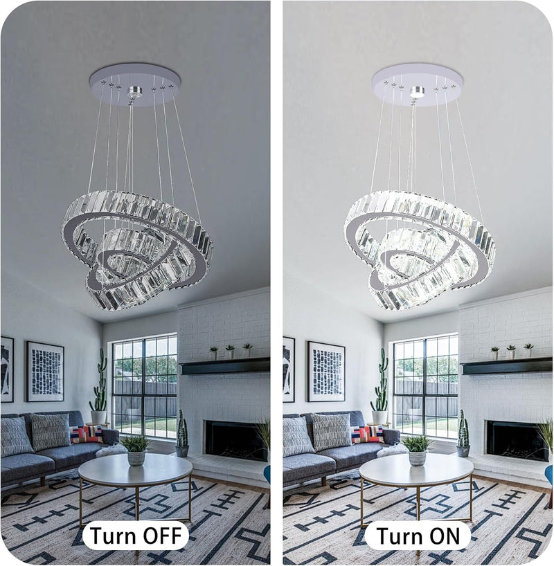 Adjustable 3 Ring Crystal Pendant Chandelier Cool Hanging