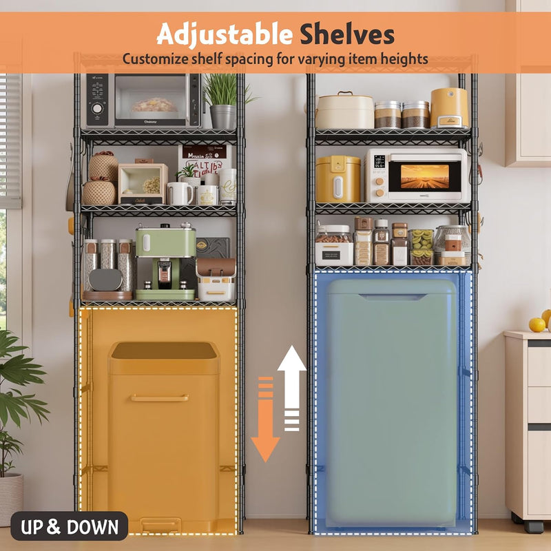 Adjustable 4-Tier Metal Storage Shelf for Mini Fridge