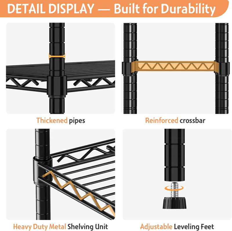 Adjustable 4-Tier Metal Storage Shelf for Mini Fridge