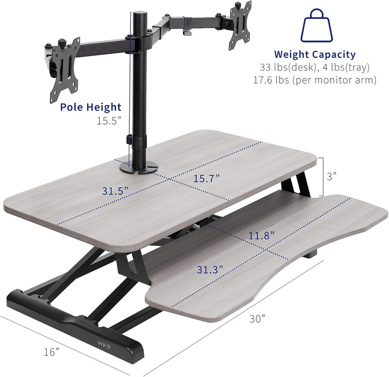 Adjustable Standing Desk Converter with Dual 13