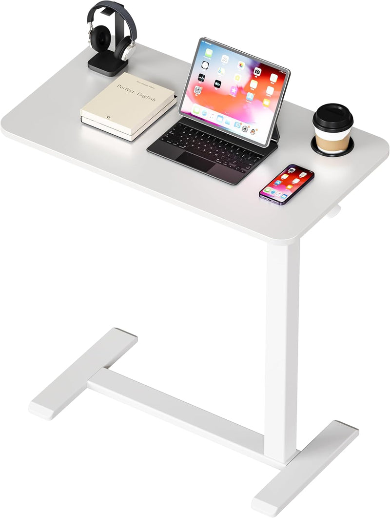 Adjustable Bedside Table with Swivel Hidden Wheels Pneumatic