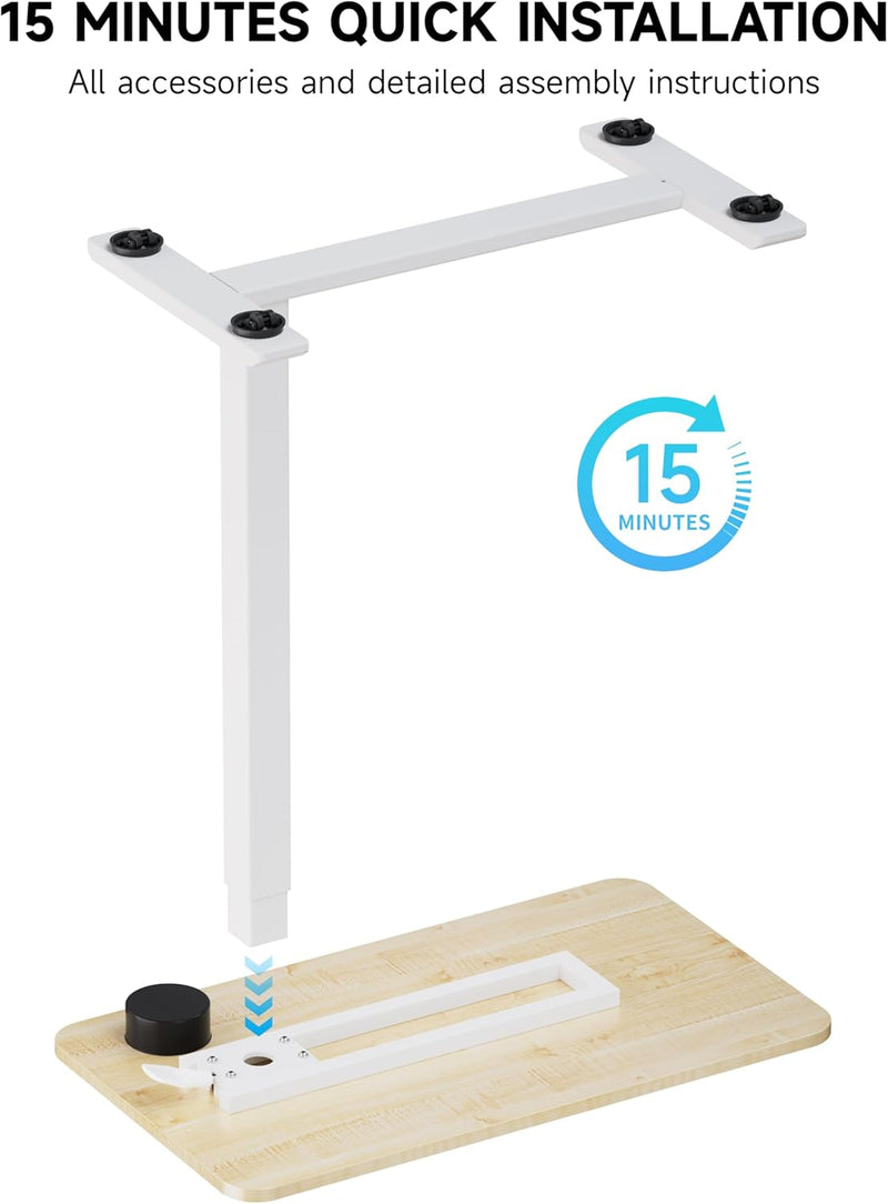 Adjustable Bedside Table with Swivel Hidden Wheels Pneumatic
