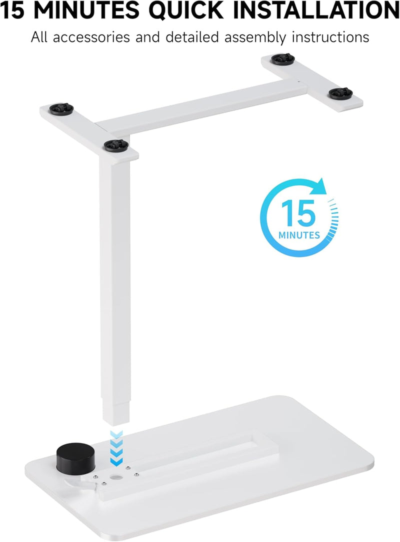Adjustable Bedside Table with Swivel Hidden Wheels Pneumatic