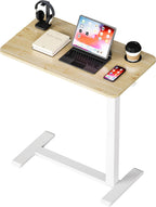 Adjustable Bedside Table with Swivel Hidden Wheels Pneumatic