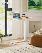 Adjustable Bedside Table with Swivel Hidden Wheels Pneumatic