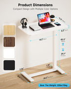 Adjustable Bedside Table with Swivel Hidden Wheels Pneumatic