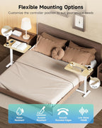 Adjustable Bedside Table with Swivel Hidden Wheels Pneumatic