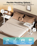 Adjustable Bedside Table with Swivel Hidden Wheels Pneumatic