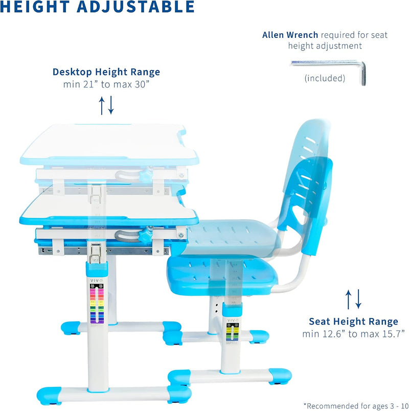 Adjustable Childrens Desk and Chair Set Kids Interactive
