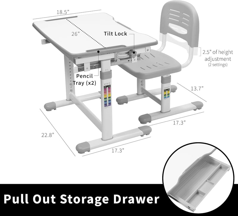 Adjustable Childrens Desk and Chair Set Kids Interactive