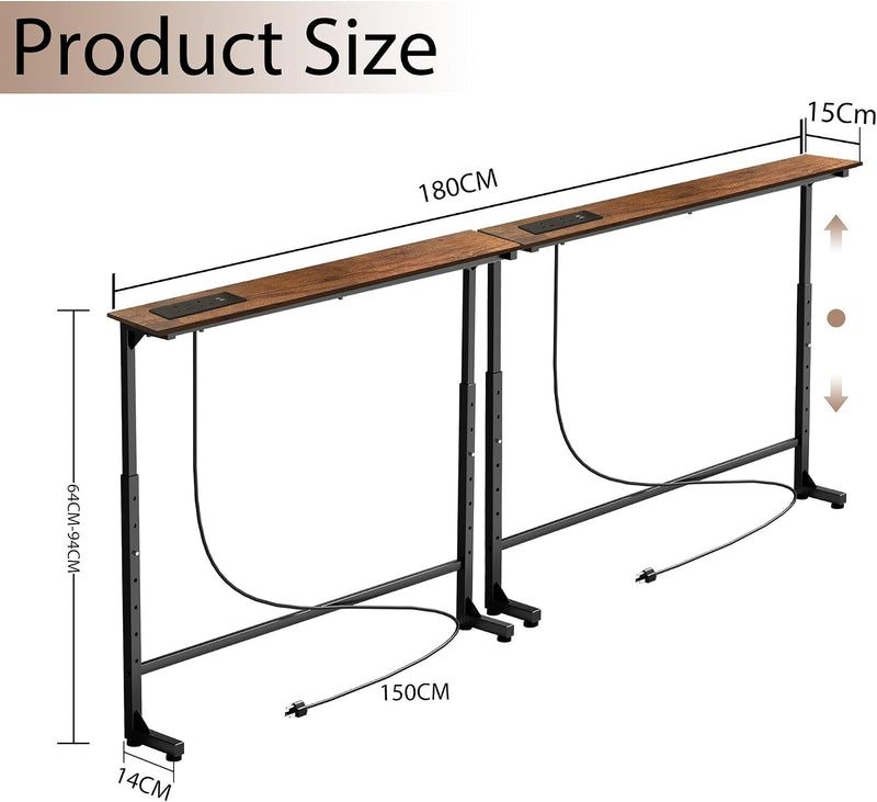 Adjustable Console Table Behind Sofa Rustic