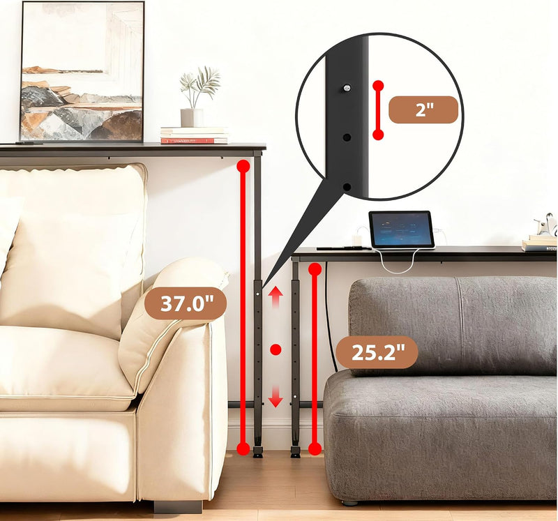 Adjustable Console Table Behind Sofa Rustic