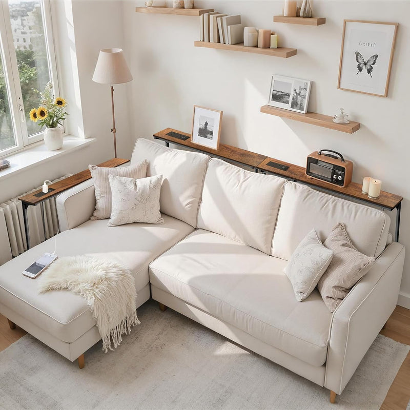 Adjustable Console Table Behind Sofa Rustic