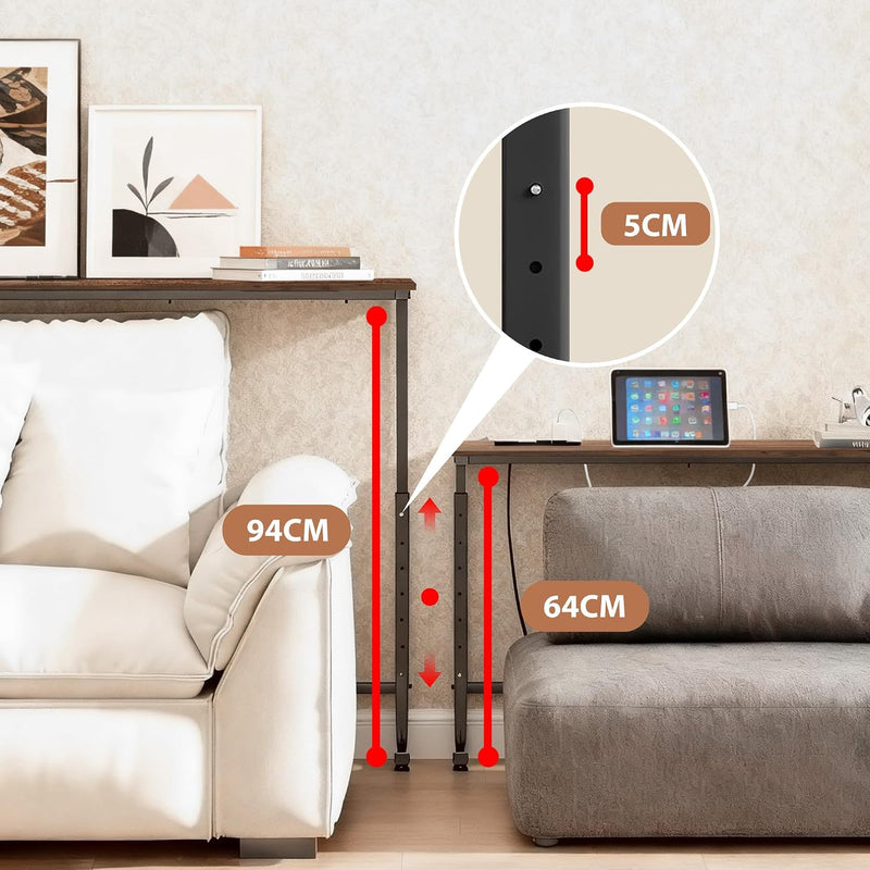 Adjustable Console Table Behind Sofa Rustic