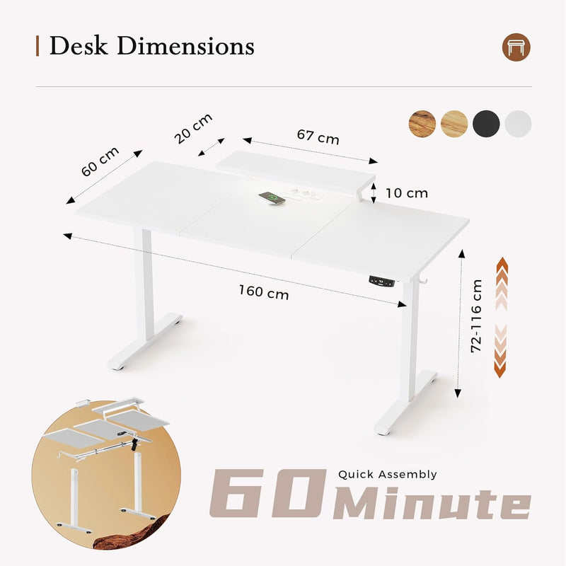 Electric Standing Desk LED Plug Movable Monitorstand