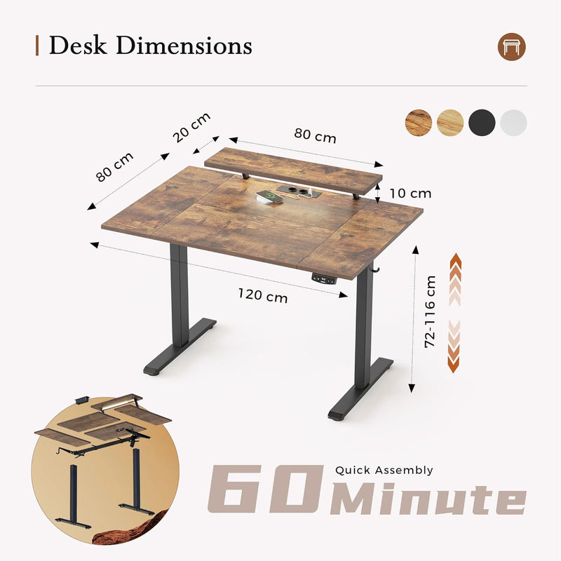 Electric Standing Desk LED Plug Movable Monitorstand