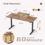 Electric Standing Desk LED Plug Movable Monitorstand