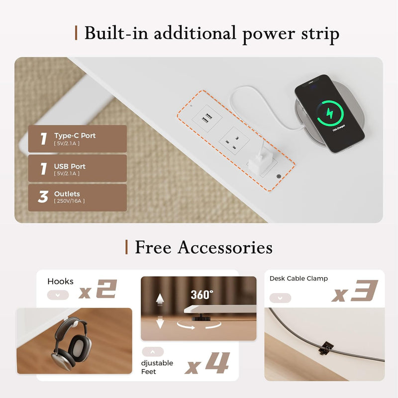 Electric Standing Desk LED Plug Movable Monitorstand