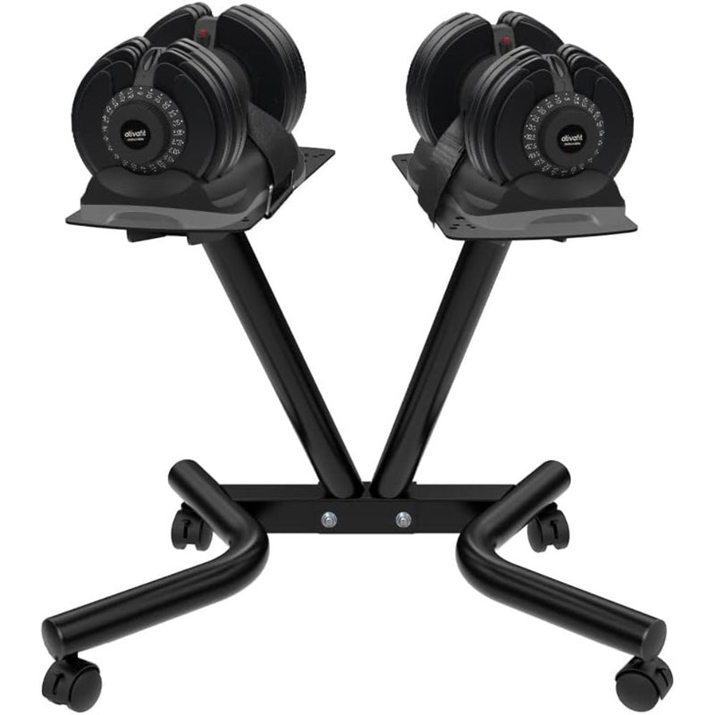 Adjustable Dumbbell Stand Fitness Dial Rack with Belt